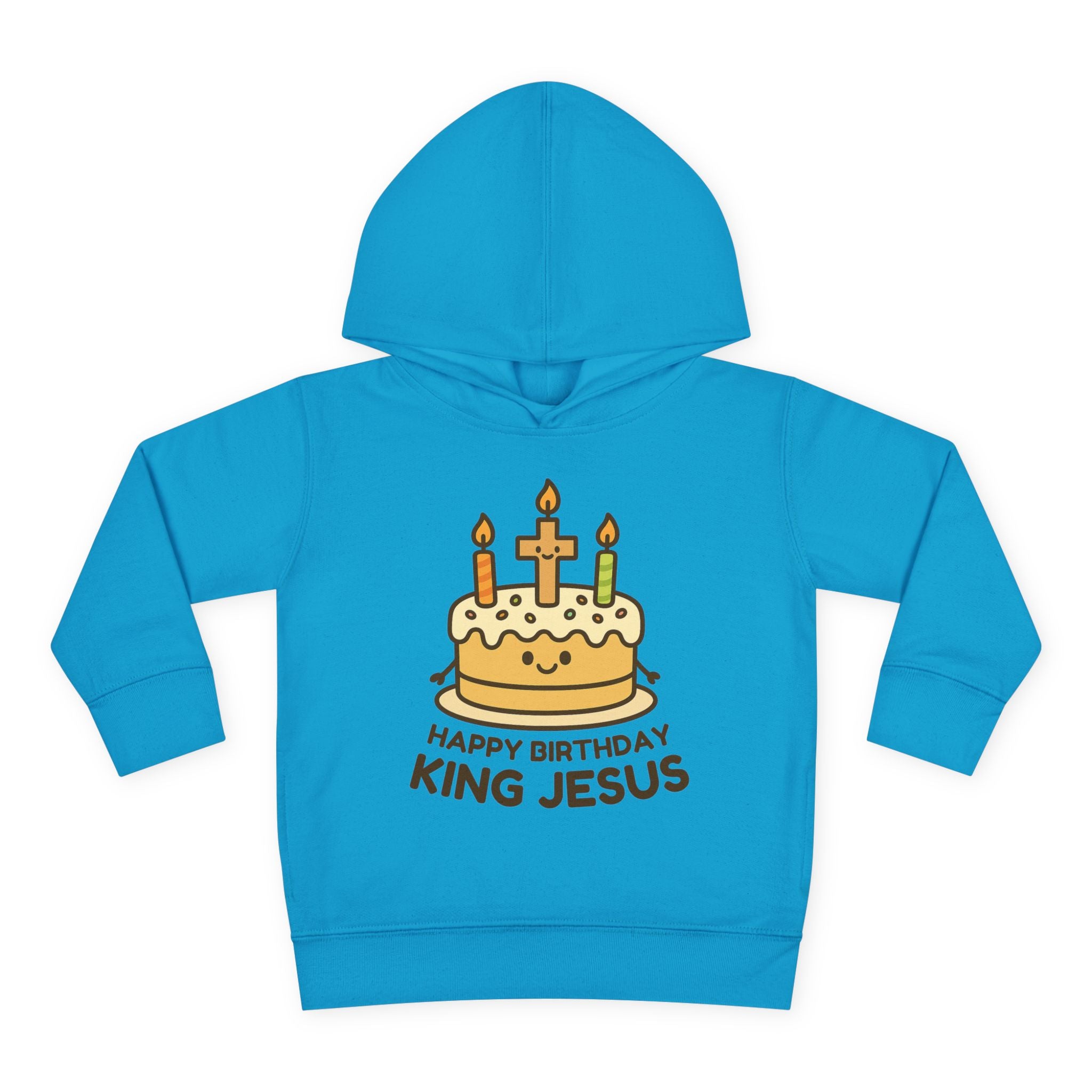 Happy Birthday King Jesus Hoodie | Toddler Christmas Pullover | Cake & Cross Design