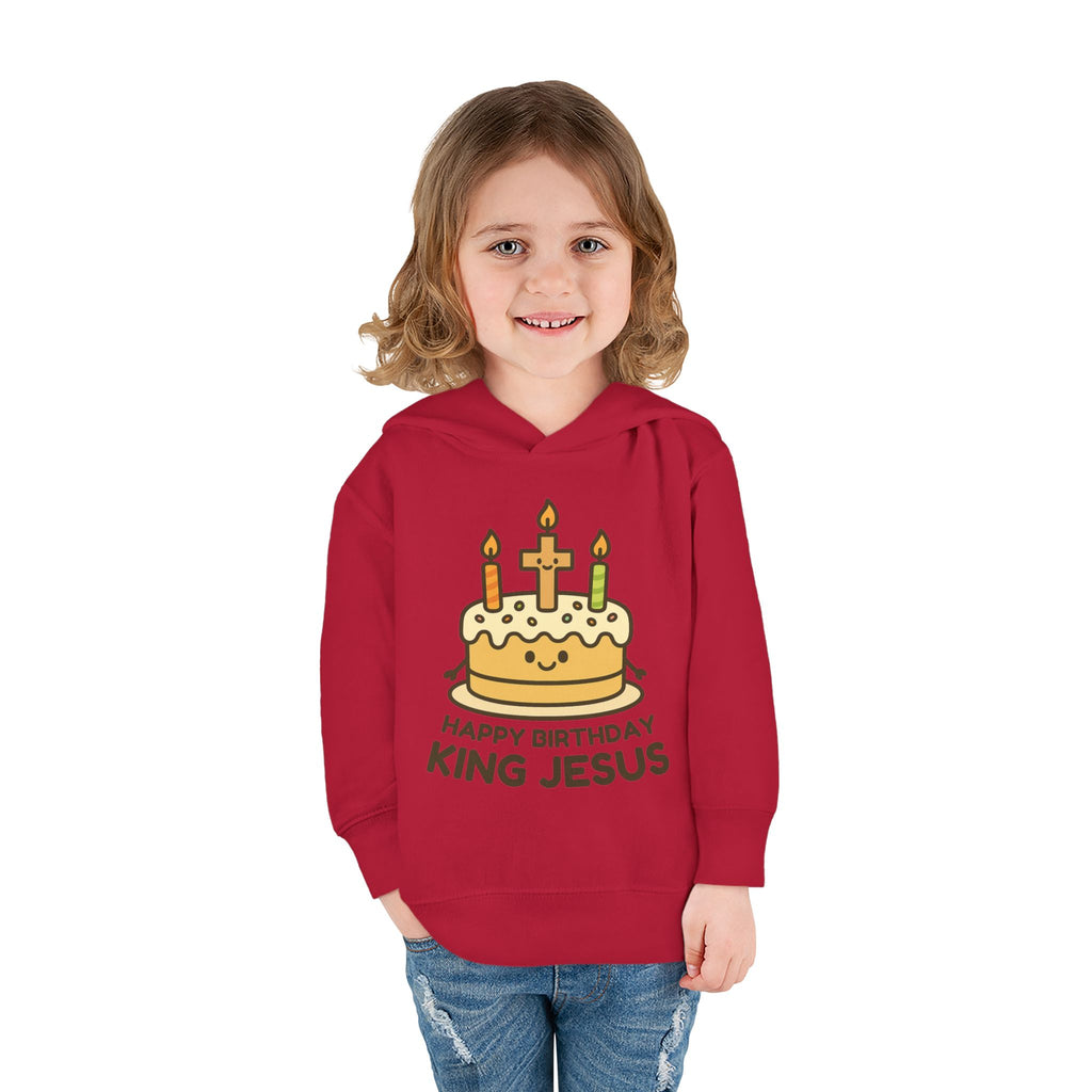 Happy Birthday King Jesus Hoodie | Toddler Christmas Pullover | Cake & Cross Design