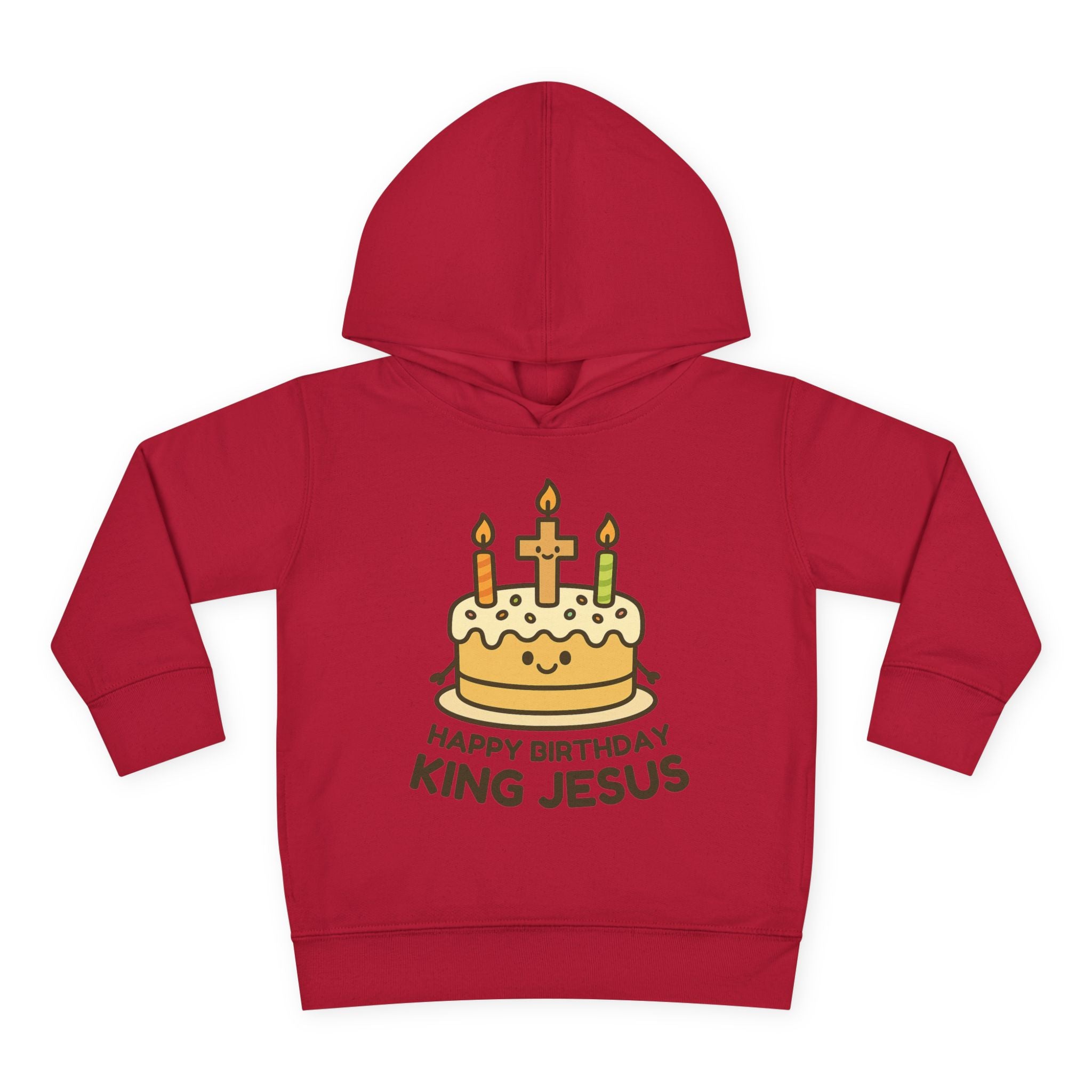Happy Birthday King Jesus Hoodie | Toddler Christmas Pullover | Cake & Cross Design