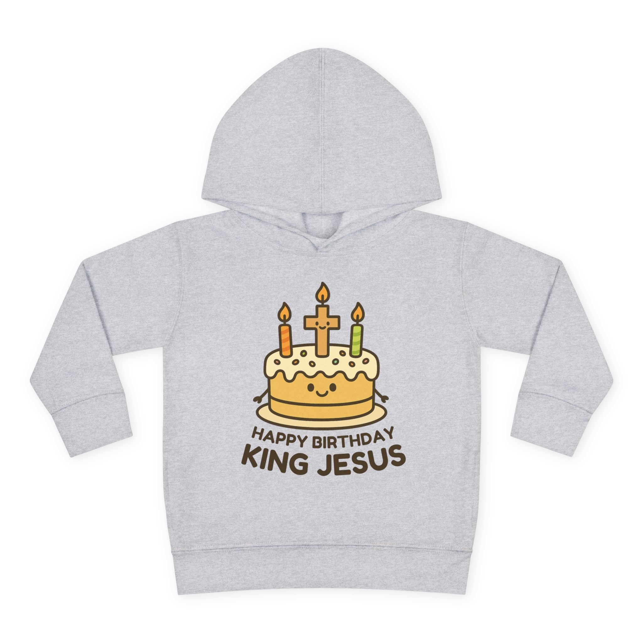 Happy Birthday King Jesus Hoodie | Toddler Christmas Pullover | Cake & Cross Design