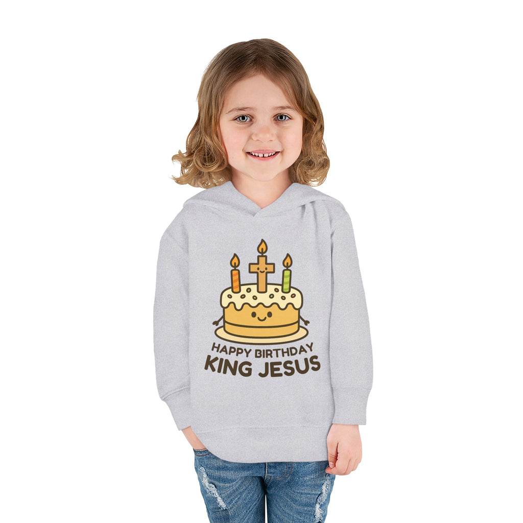 Happy Birthday King Jesus Hoodie | Toddler Christmas Pullover | Cake & Cross Design