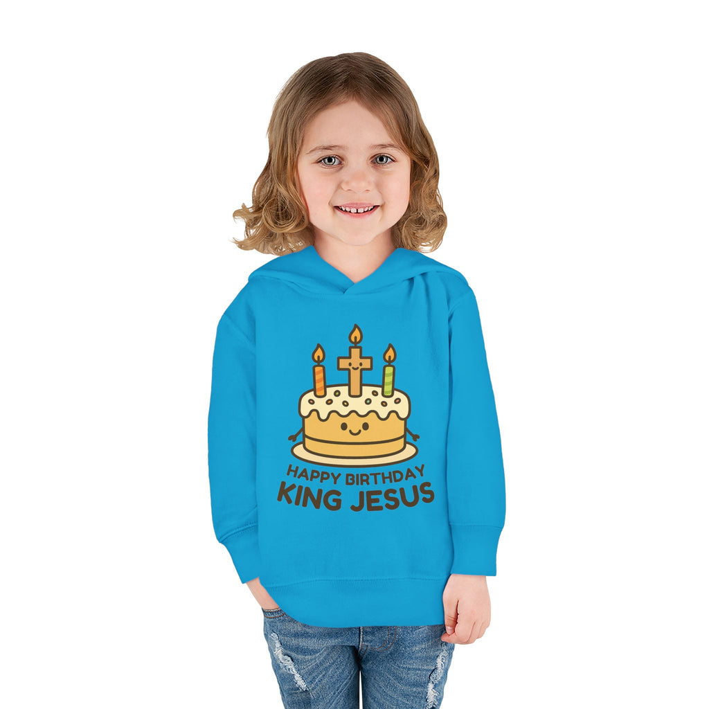 Happy Birthday King Jesus Hoodie | Toddler Christmas Pullover | Cake & Cross Design